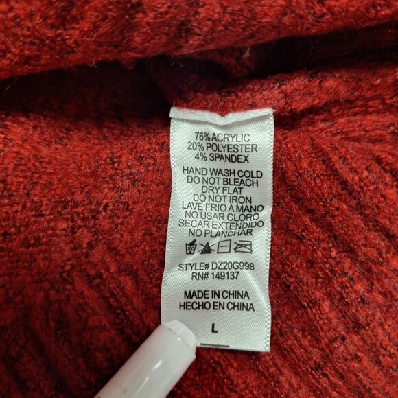 Double Zero Red Sweater Soft Womens Lovely Large Turtle Neck Bat Wing Warm - Picture 5 of 8